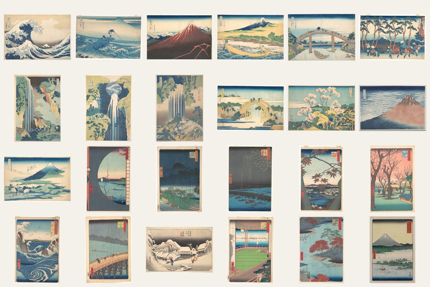 Preview of Japanese Woodblock Landscapes Printable Wall Art Set