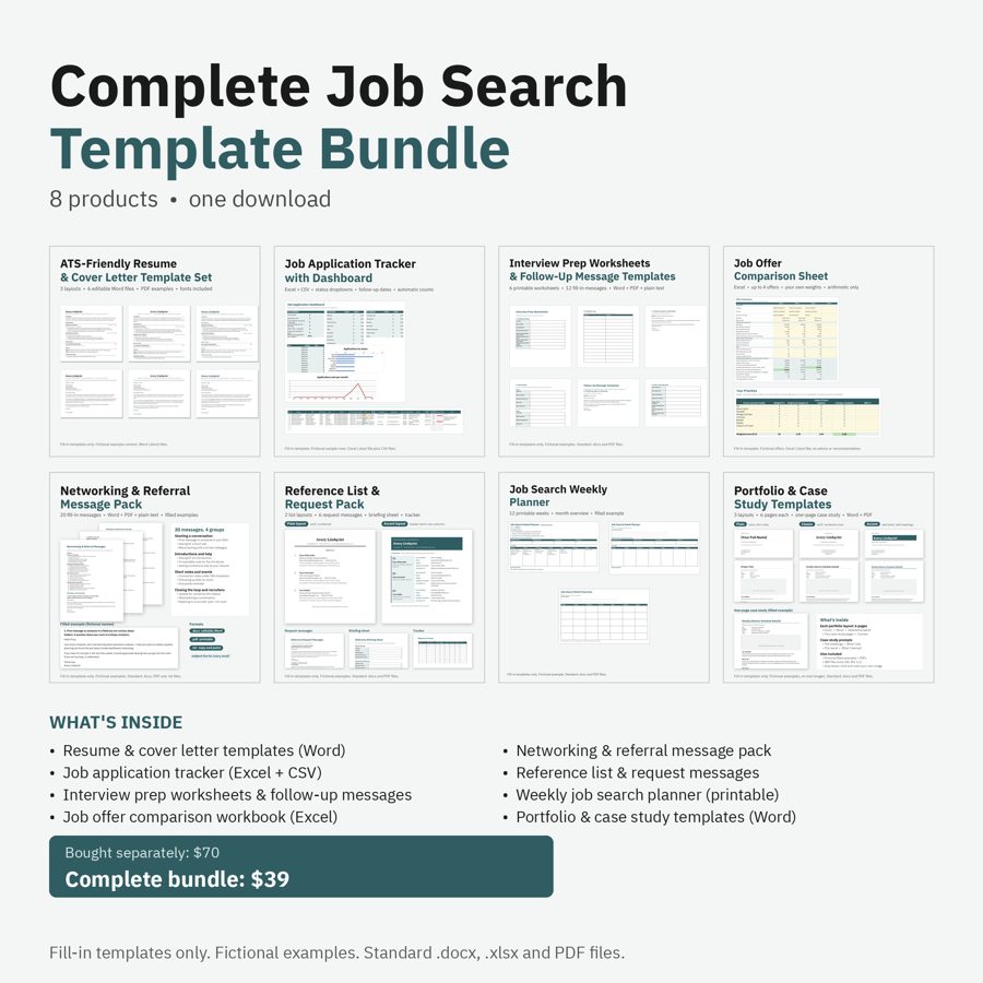 Preview of Complete Job Search Template Bundle (all 8 products) (fictional example data)