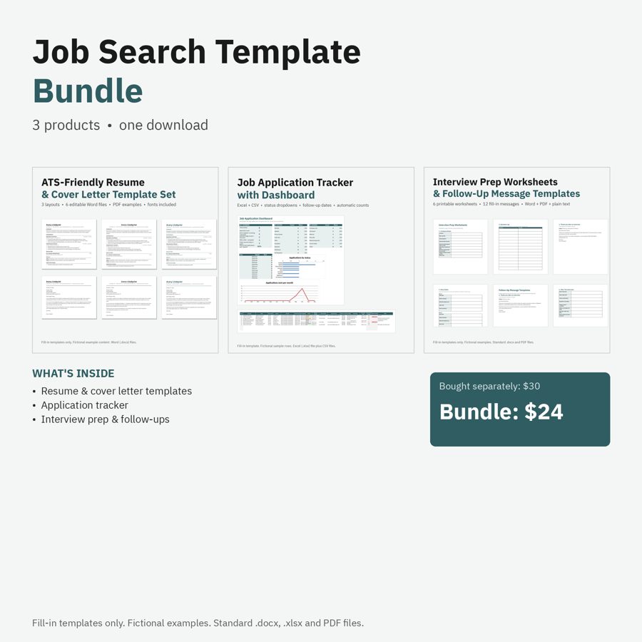 Preview of Job Search Template Bundle (3 products) (fictional example data)