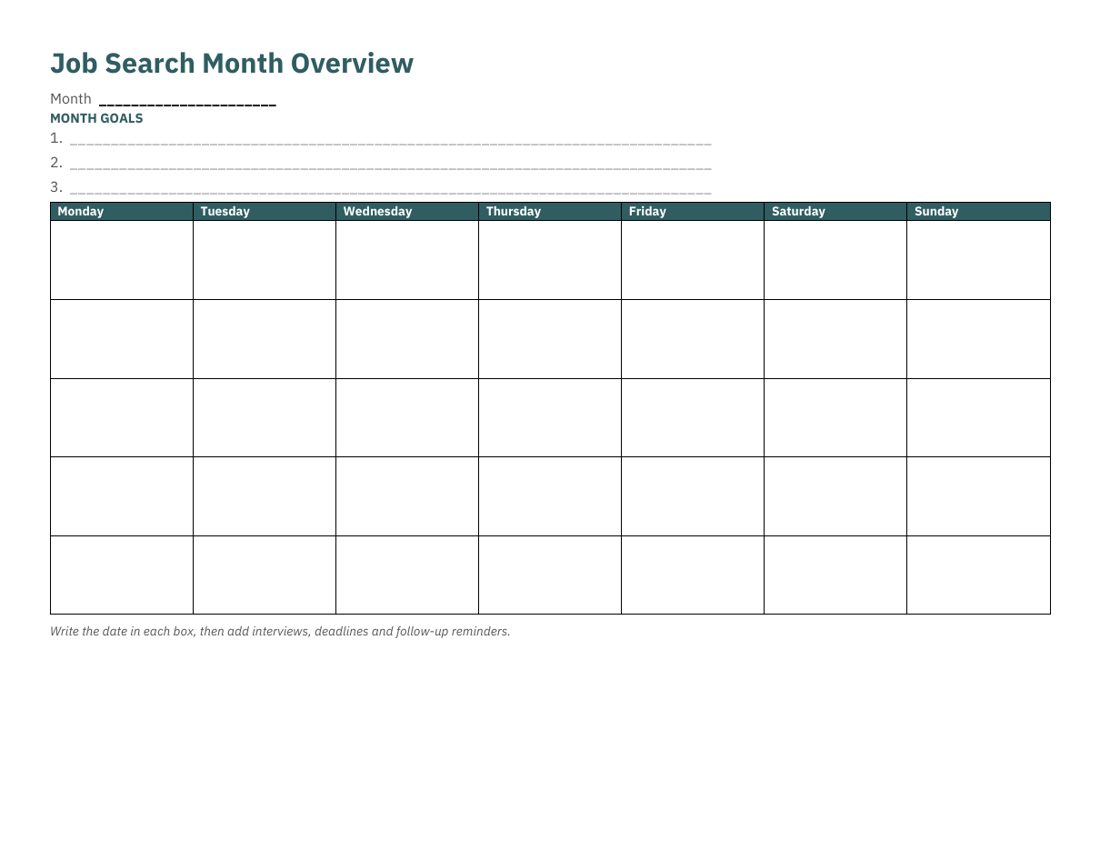 Preview of Job Search Weekly Planner (12-Week Printable) (fictional example data)