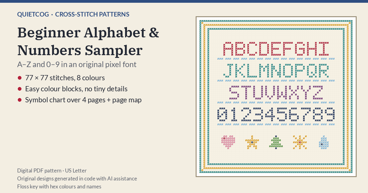 Beginner Alphabet & Numbers Sampler: overview.