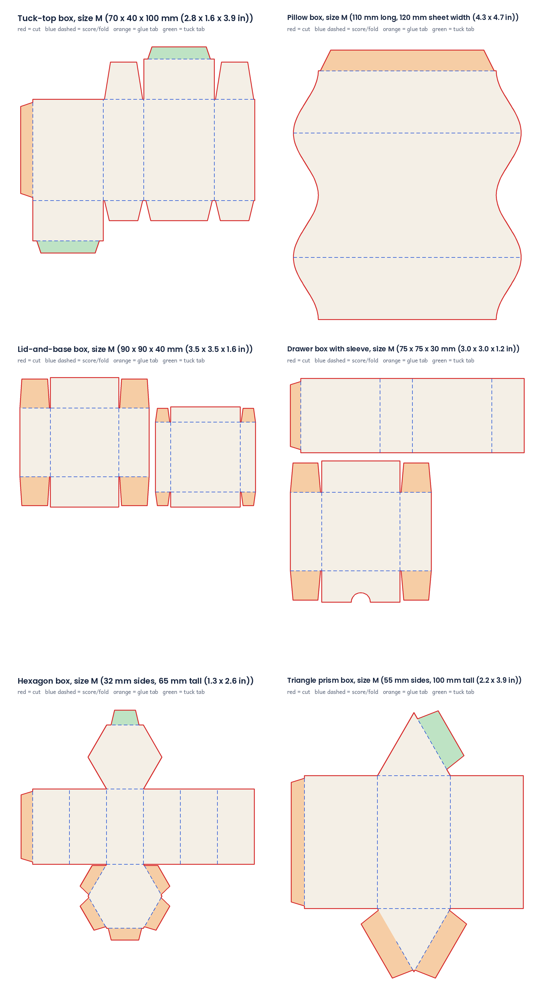 A sheet from the Gift Box Templates.