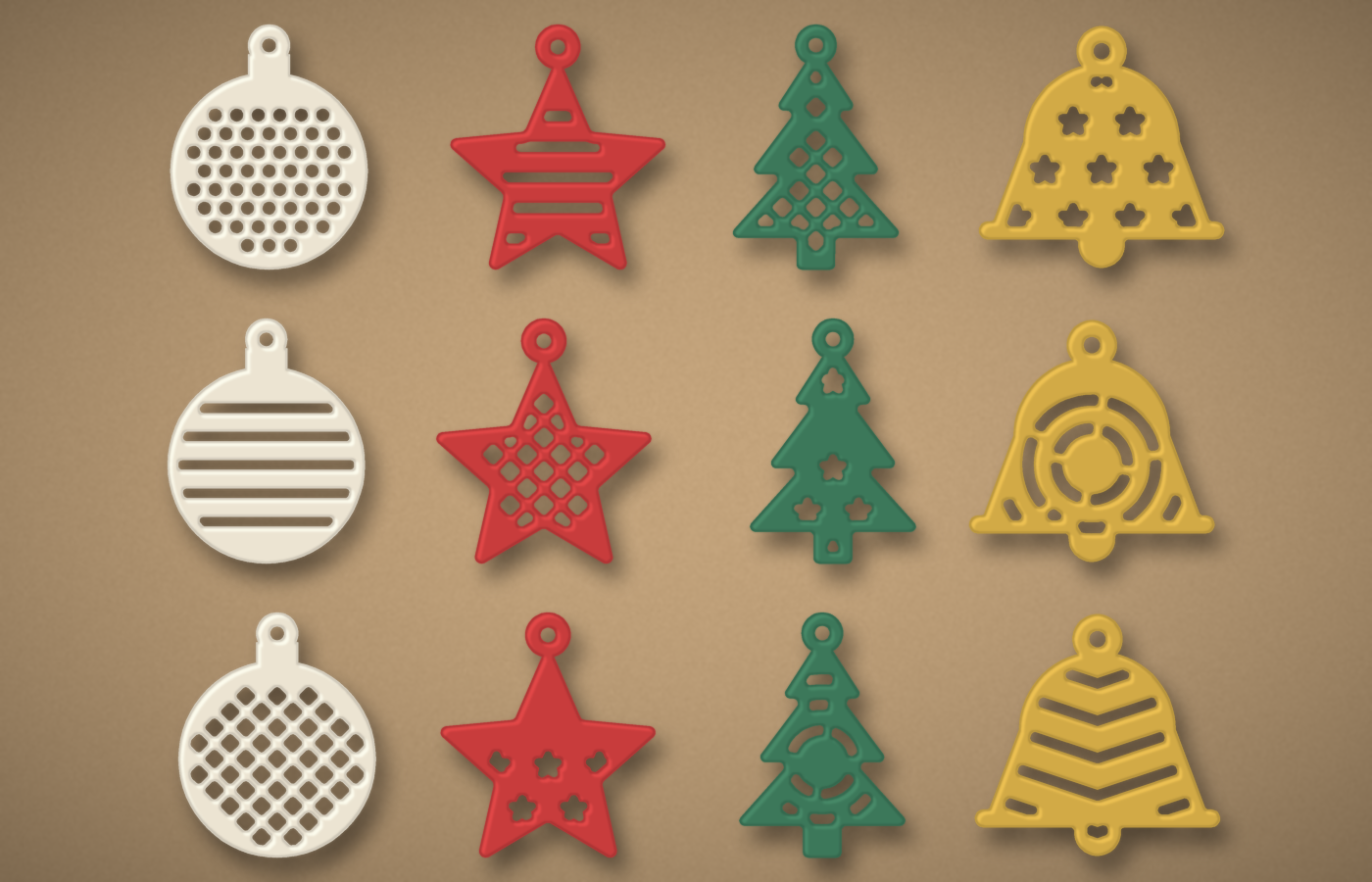 Another view of the 24 Christmas Ornament Cut Files.