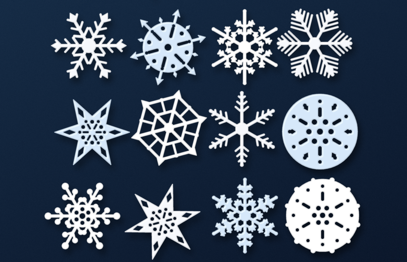 A close look at the 60 Snowflake Cut Files.