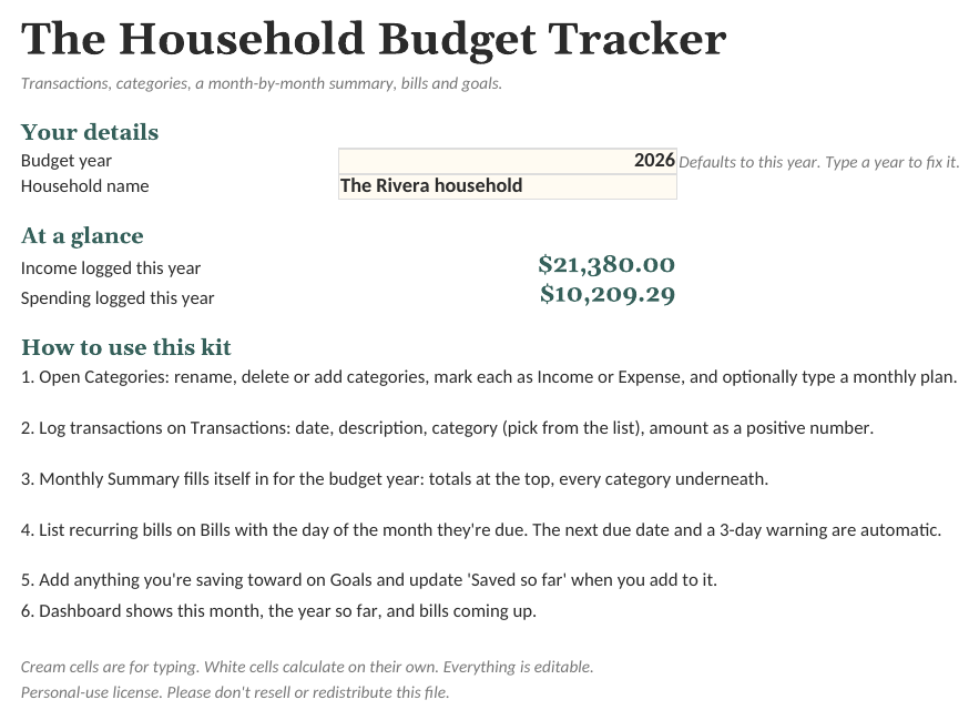 The Household Budget Tracker: Start Here