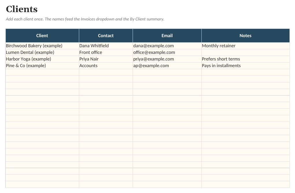 The Freelancer Invoice & Payment Tracker: Clients