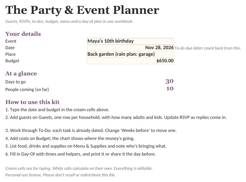 The Party & Event Planner: Start Here