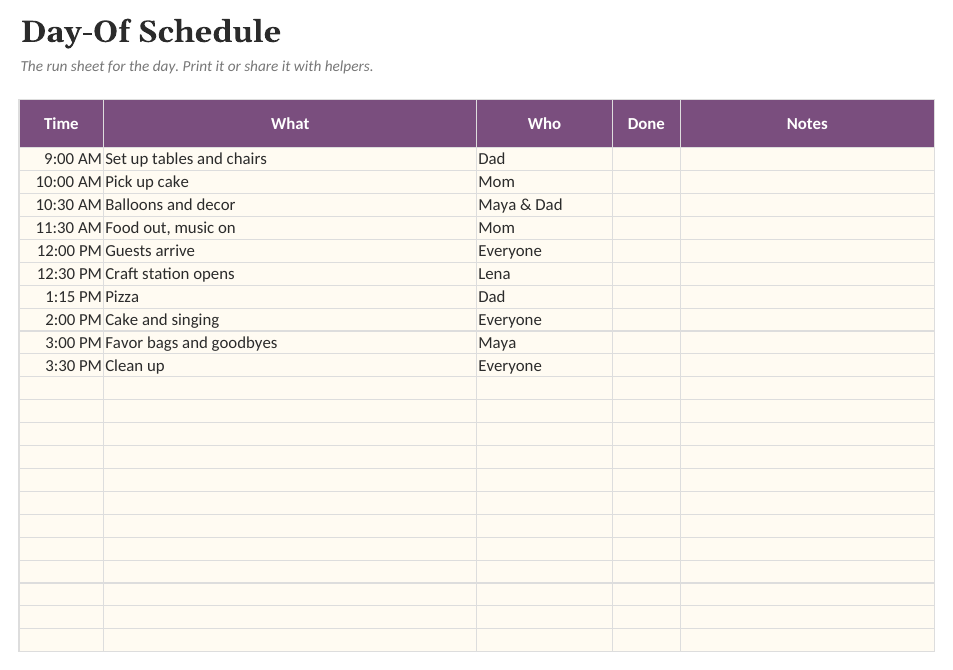 The Party & Event Planner: Day-Of