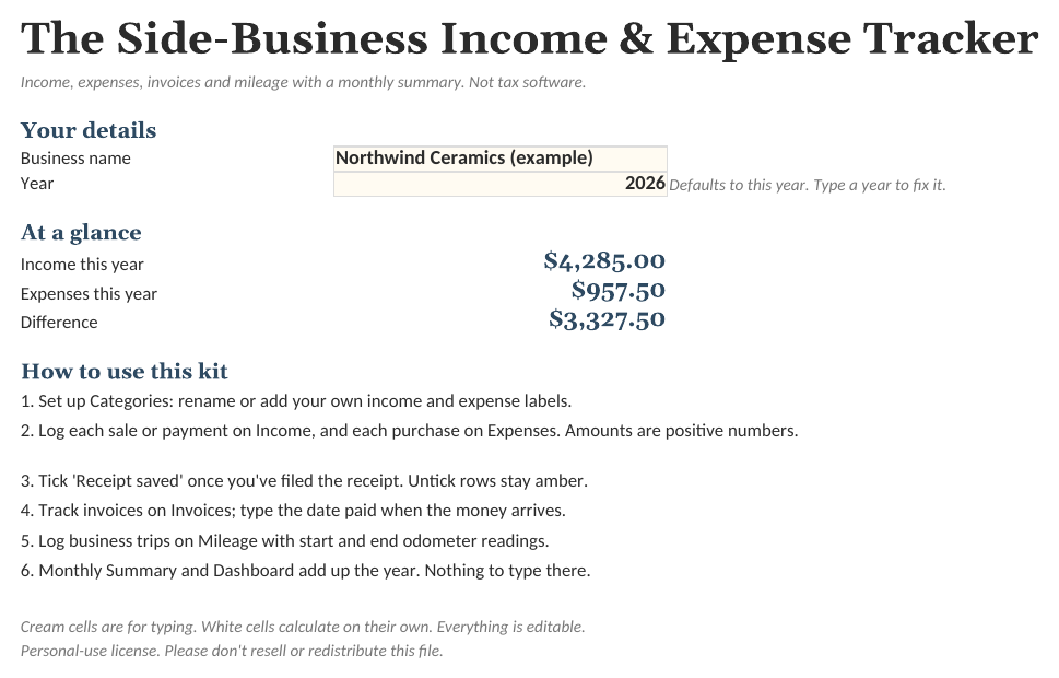 The Side-Business Income & Expense Tracker: Start Here