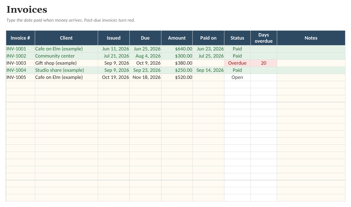 The Side-Business Income & Expense Tracker: Invoices