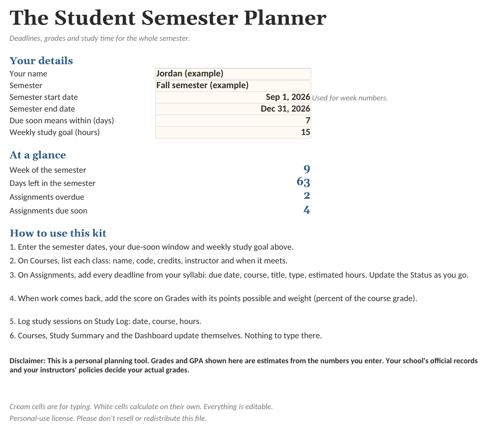 The Student Semester Planner: Start Here