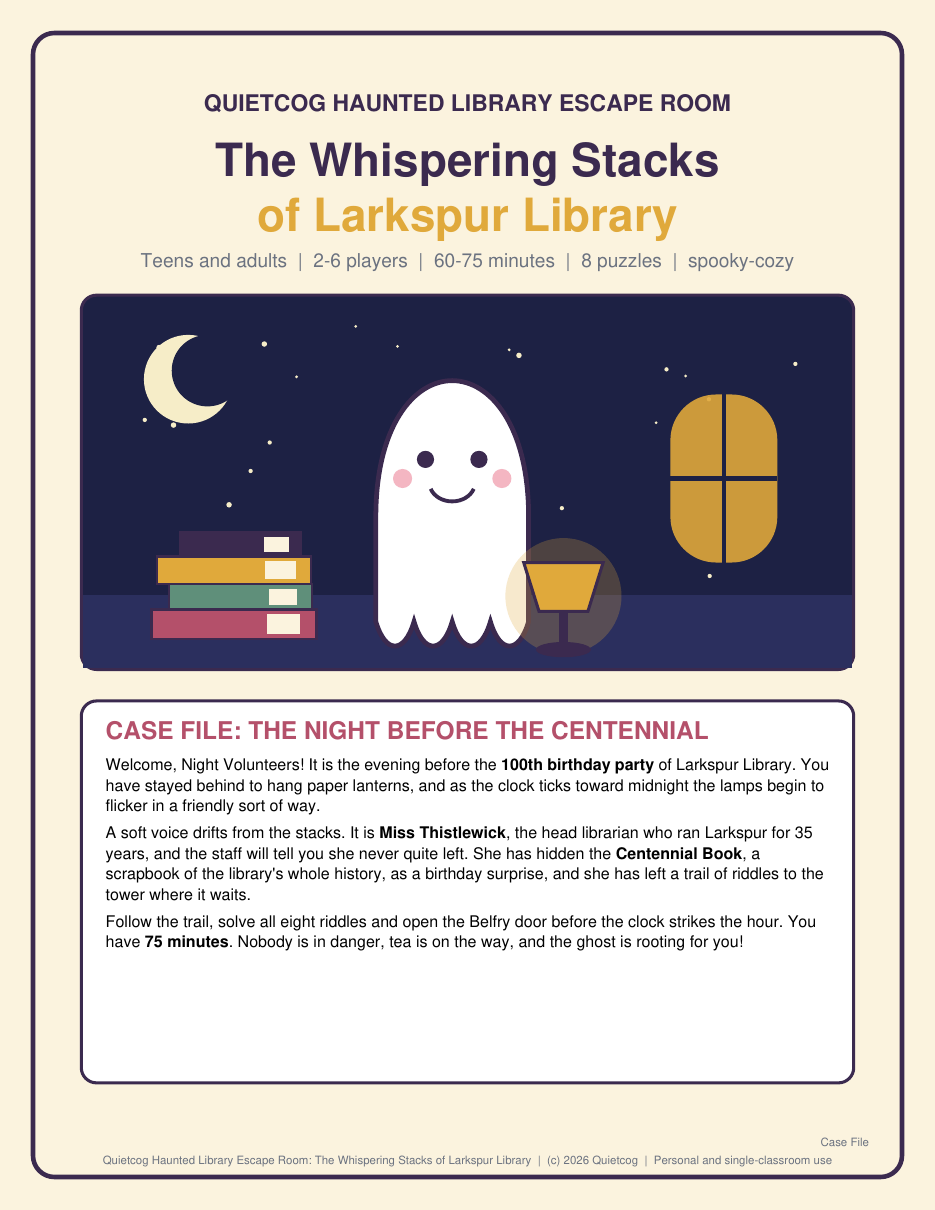 Cover of the Haunted Library Escape Room kit.