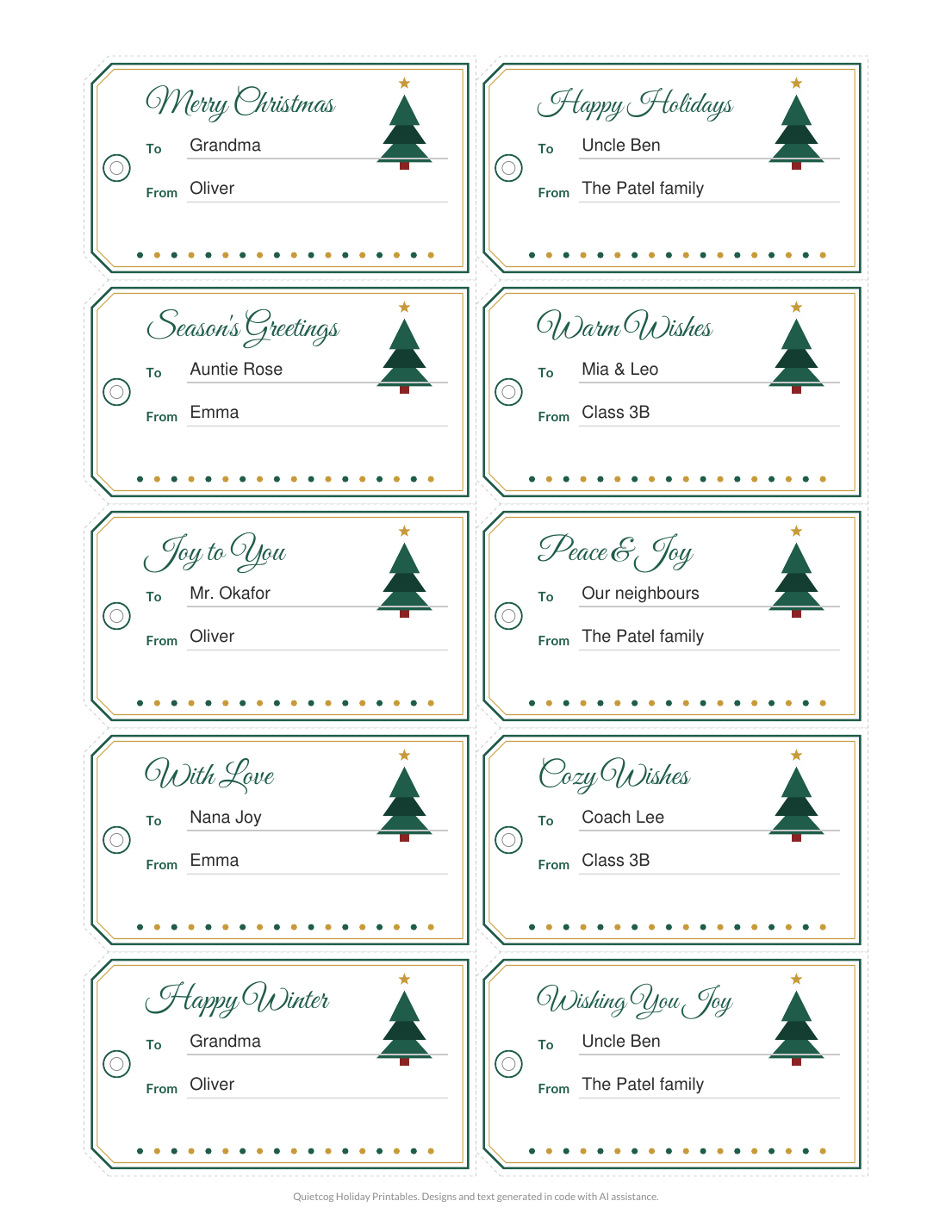 A page from the Christmas & Winter Gift Tags.