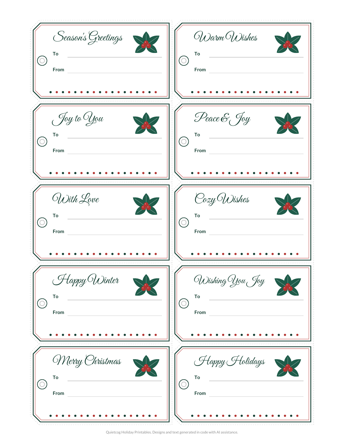 A close look at the Christmas & Winter Gift Tags.