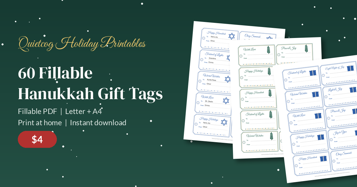 Hanukkah Gift Tags: overview.