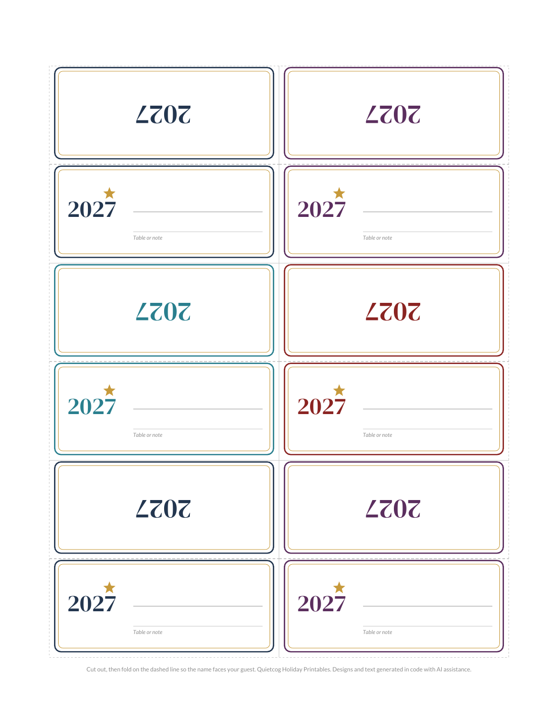 Another page from the New Year's 2027 Printable Set.