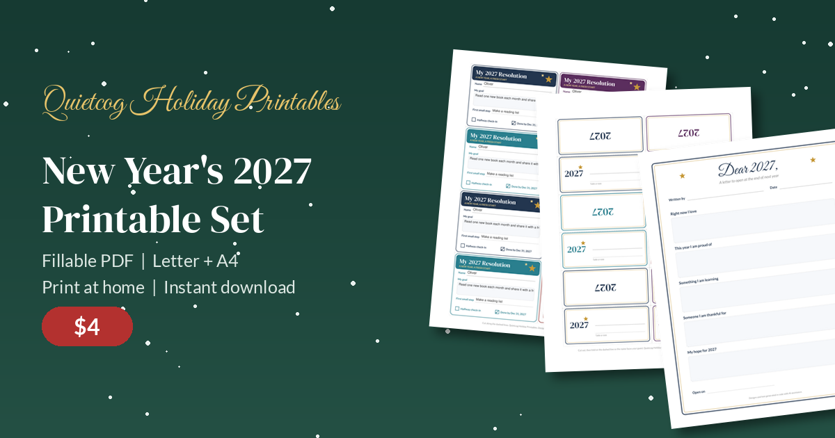 New Year's 2027 Printable Set: overview.