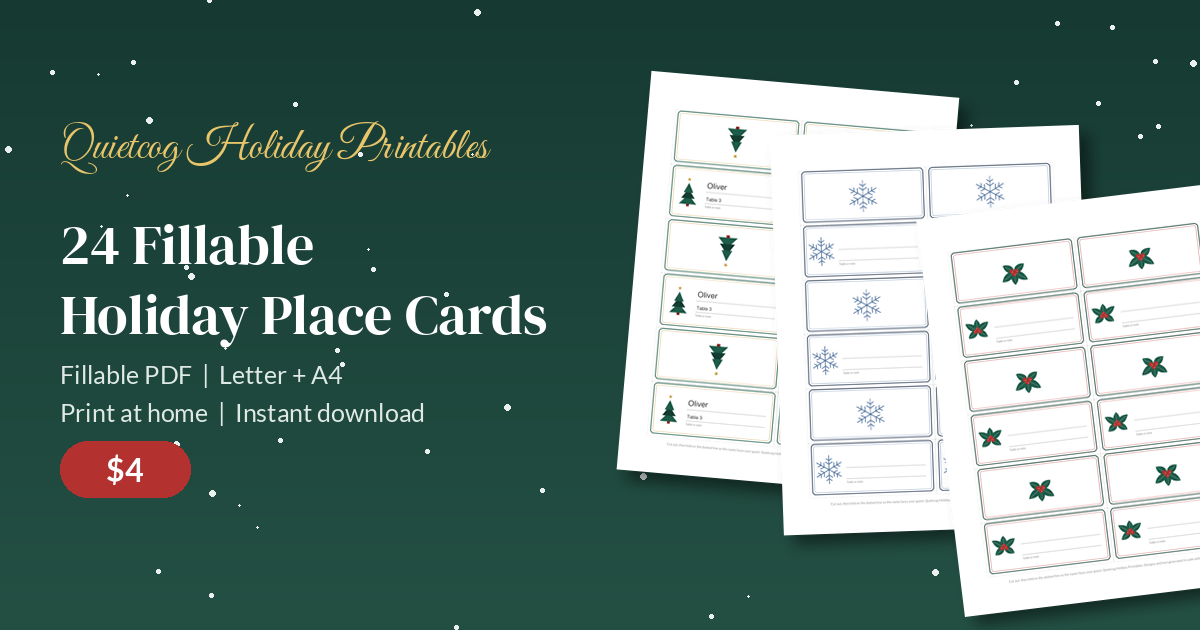 Holiday Place Cards: overview.