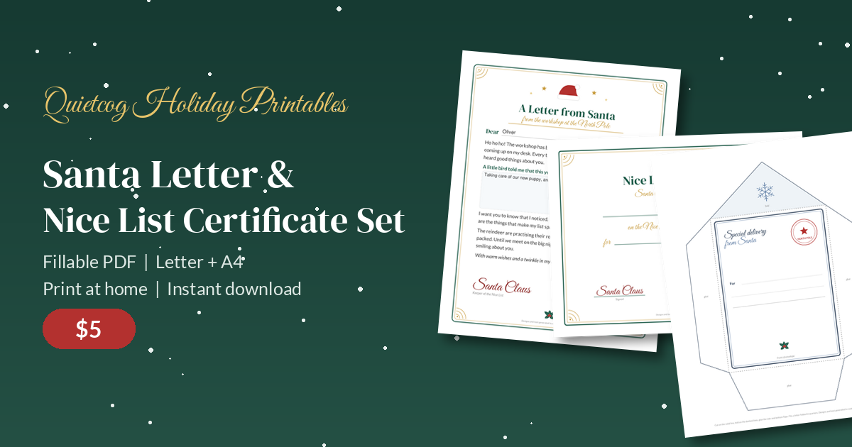 Santa Letter & Nice List Certificate Set: overview.