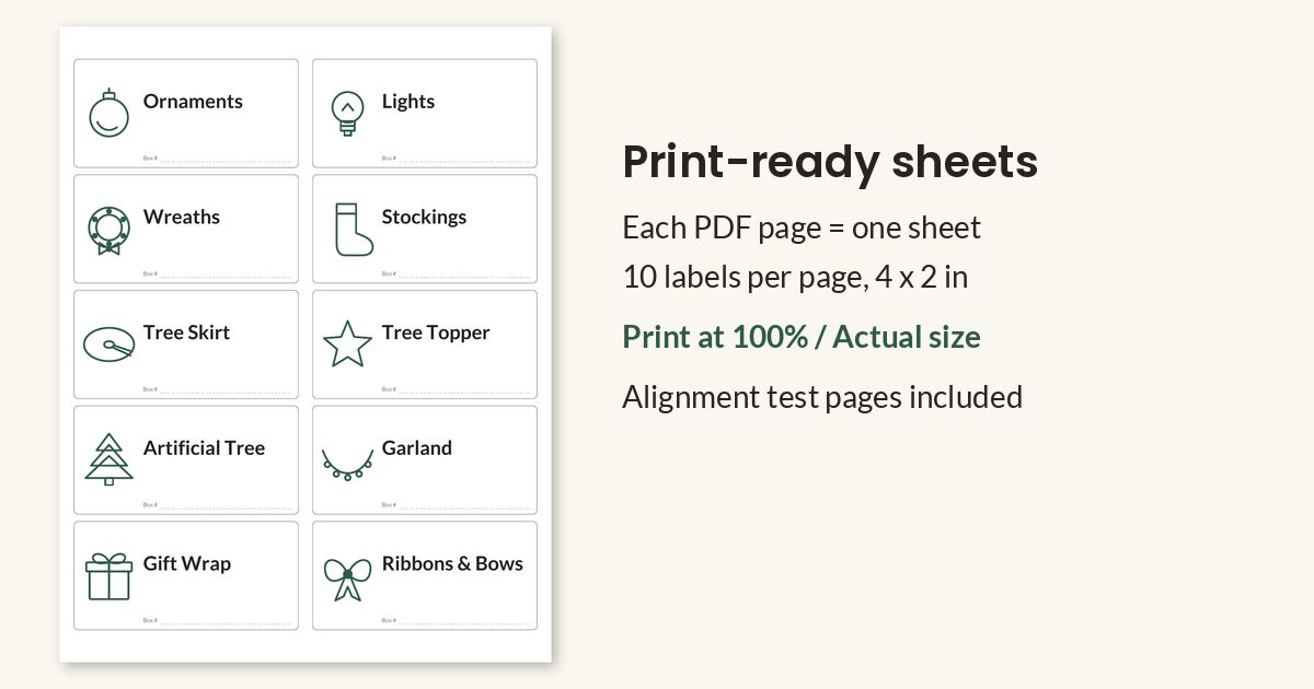 A printable sheet of 4 x 2 in labels.