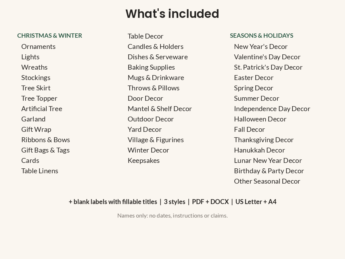 The 40 label names included.