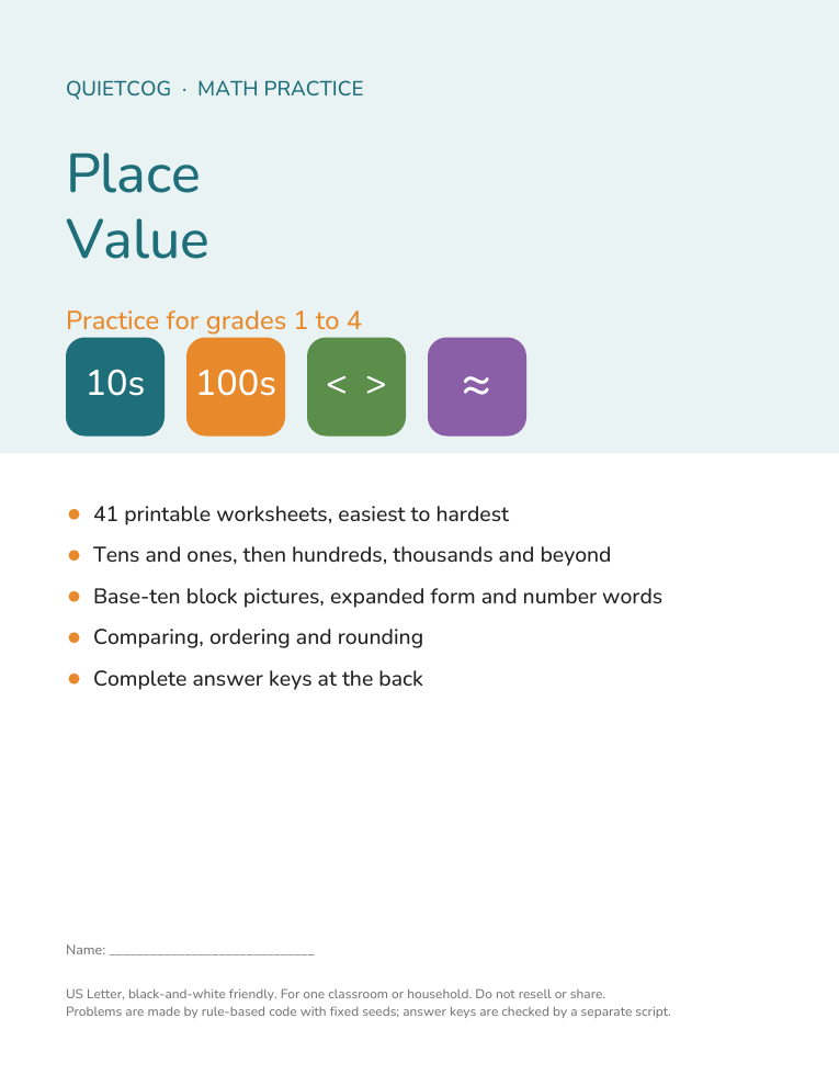 Cover of the Place Value pack