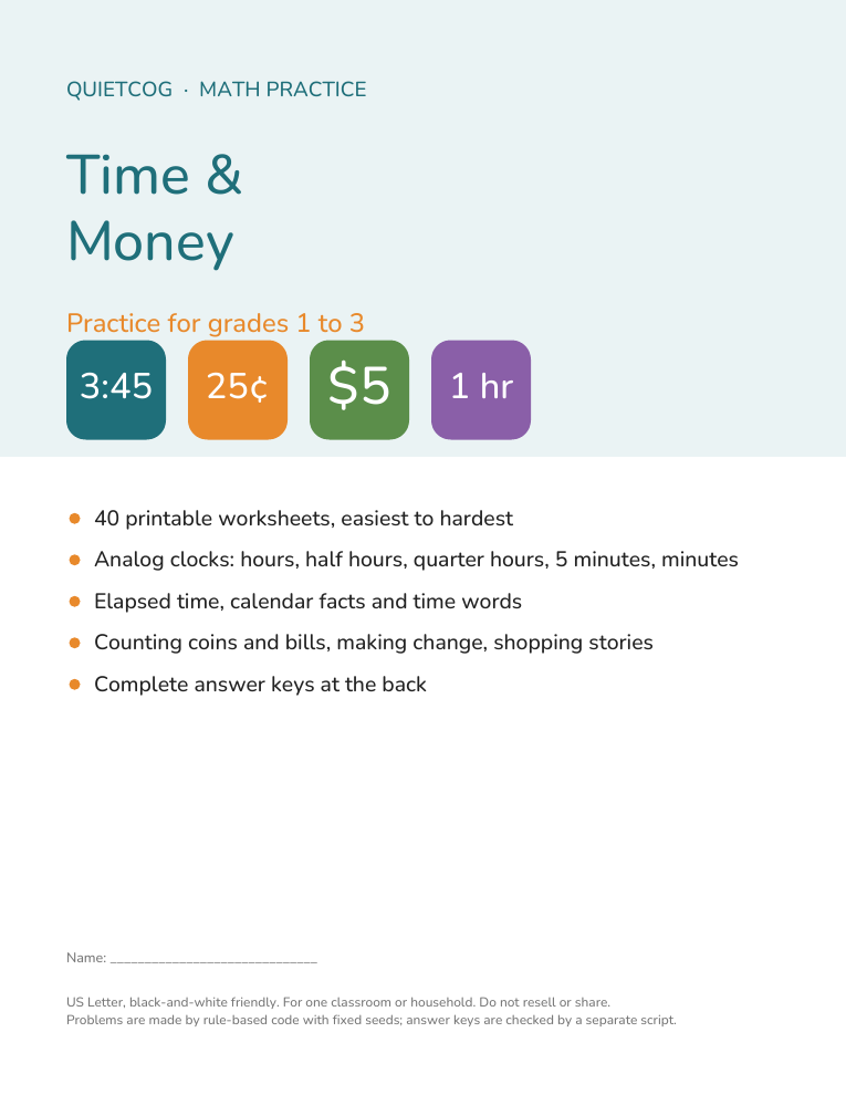 Cover of the Time and Money pack