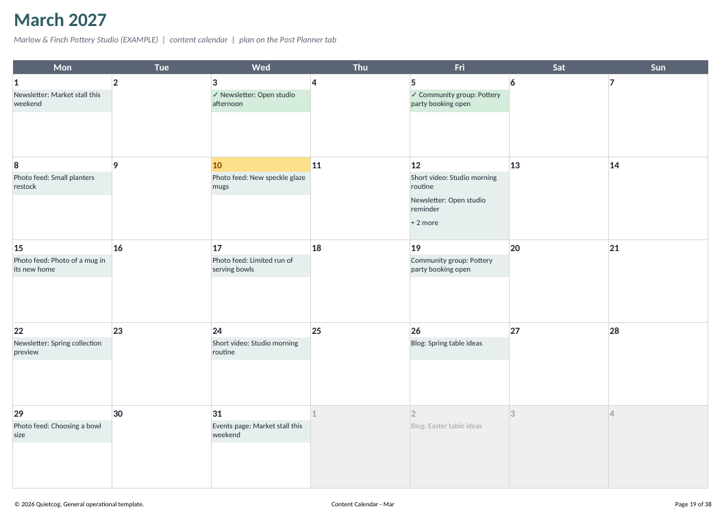 Preview: calendar month (fictional example data)