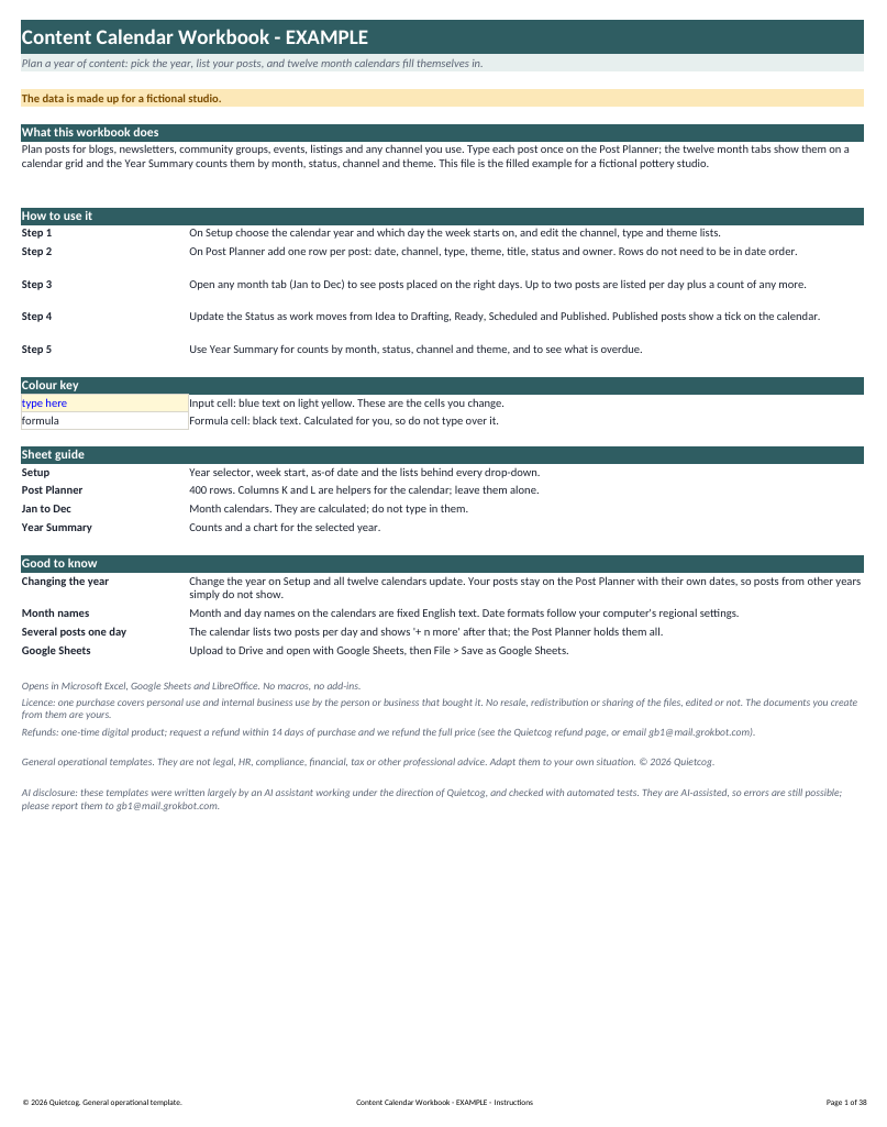 Preview: calendar summary (fictional example data)