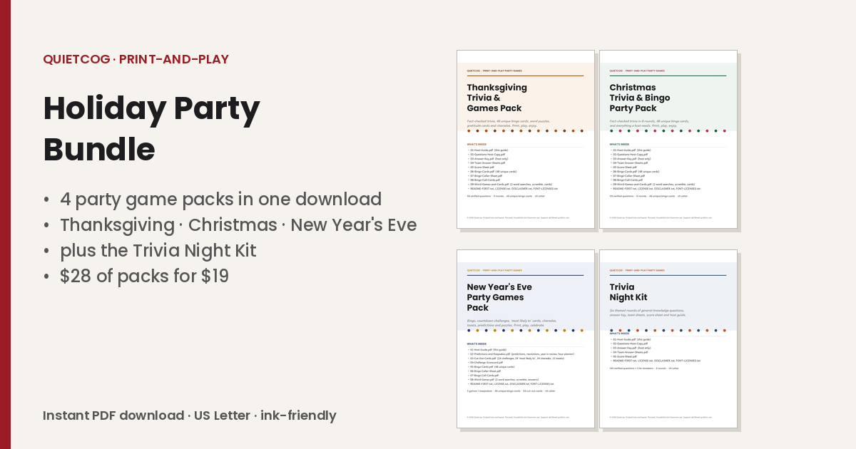 The Holiday Party Bundle: overview.