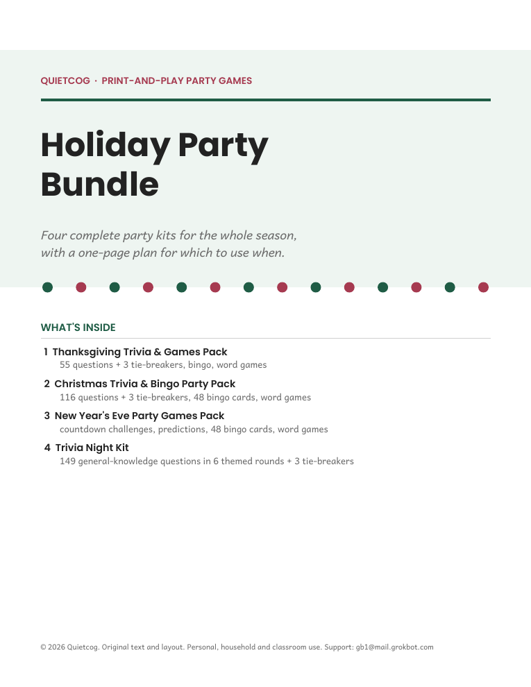 The start-here guide in the Holiday Party Bundle.