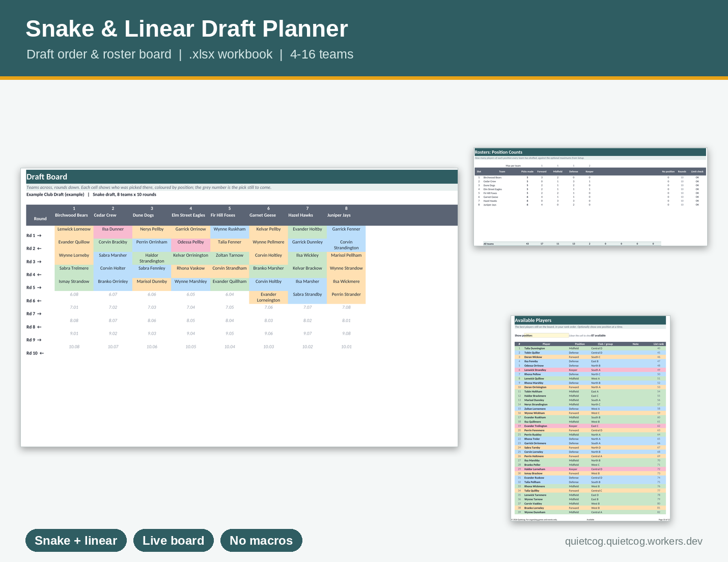 Preview of Snake & Linear Draft Planner