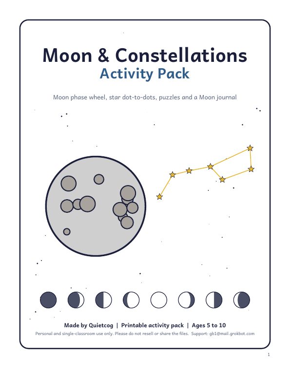 Preview page from Kids Space Activity Bundle (3 packs)