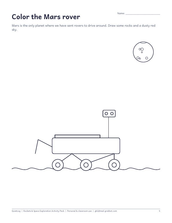 Preview page from Rockets & Space Exploration Activity Pack for Kids